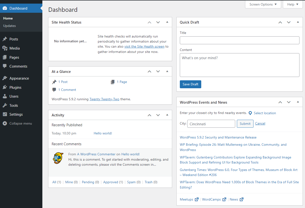 WP dash
